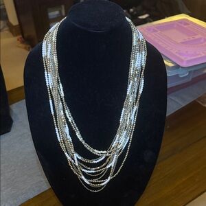 Aldo Elegant Gold and White Beaded Necklace